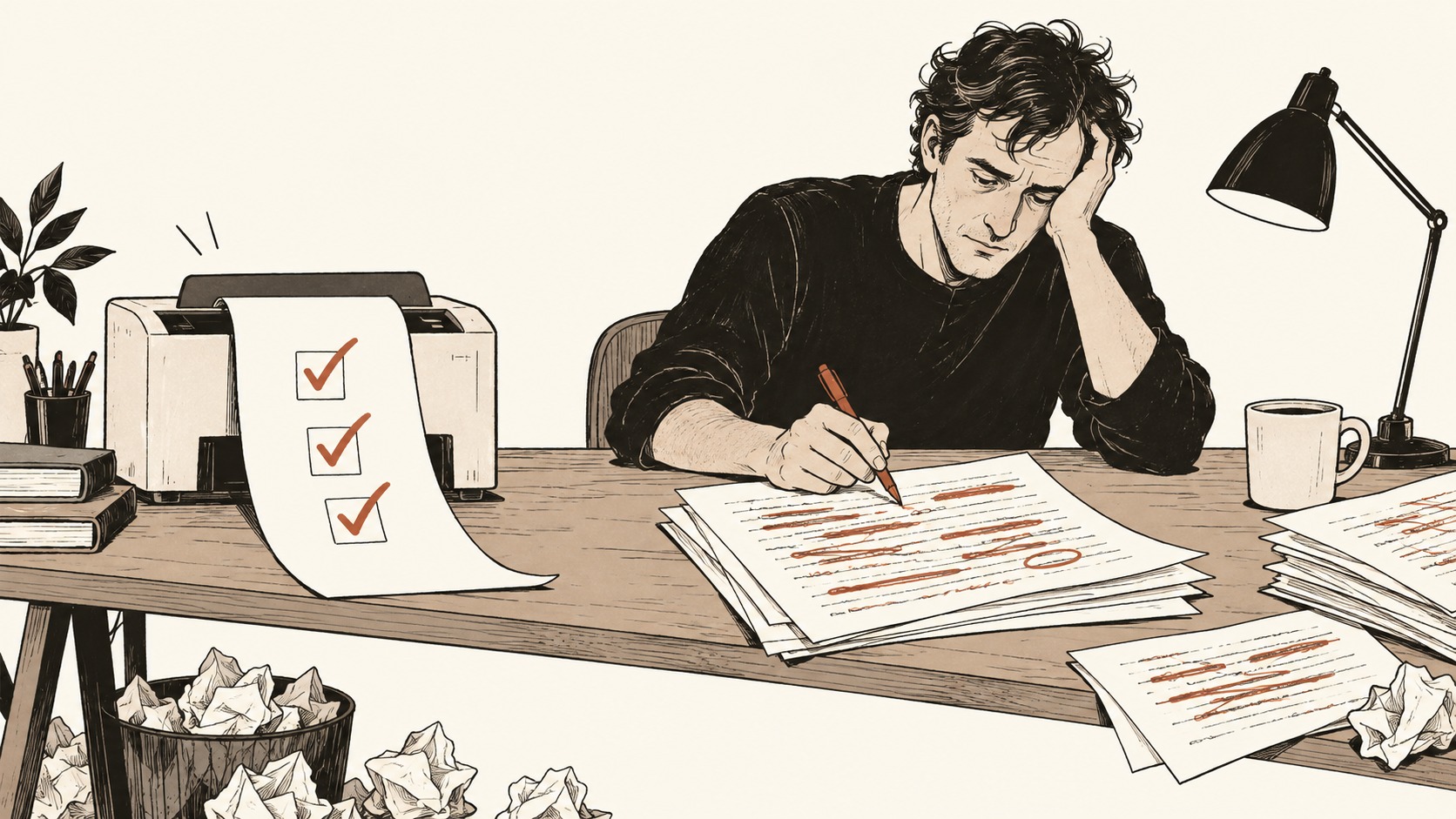 Every self-check is ticked, but the draft still needs manual revision