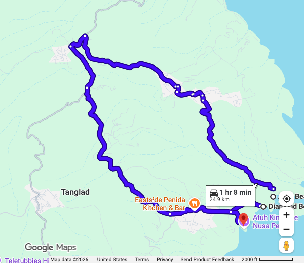 Google Maps 公路路线参考：东线 Diamond → Atuh 另留一天，不再折回西线。