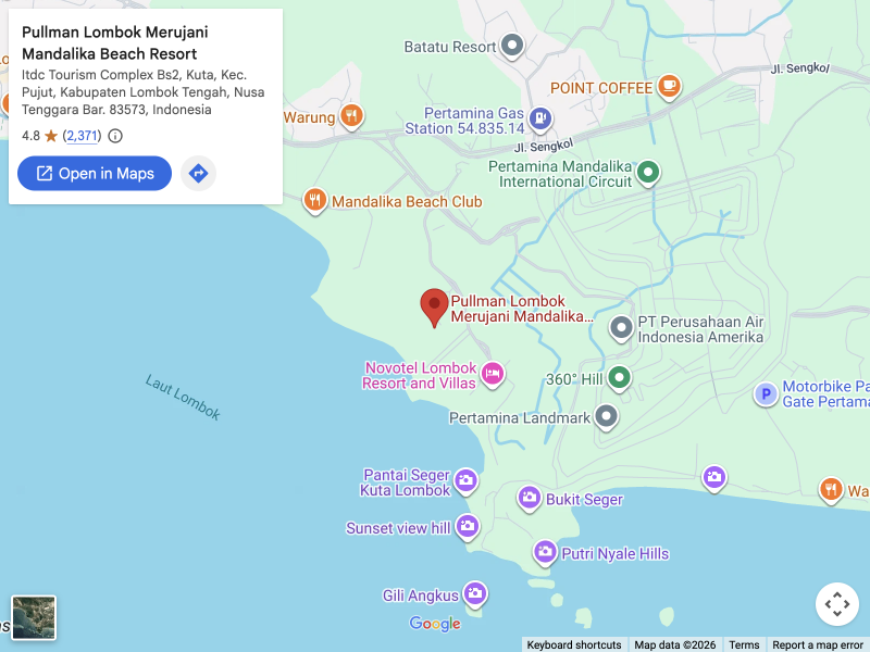 Pullman Lombok Merujani Mandalika Beach Resort · Google Maps 位置图
