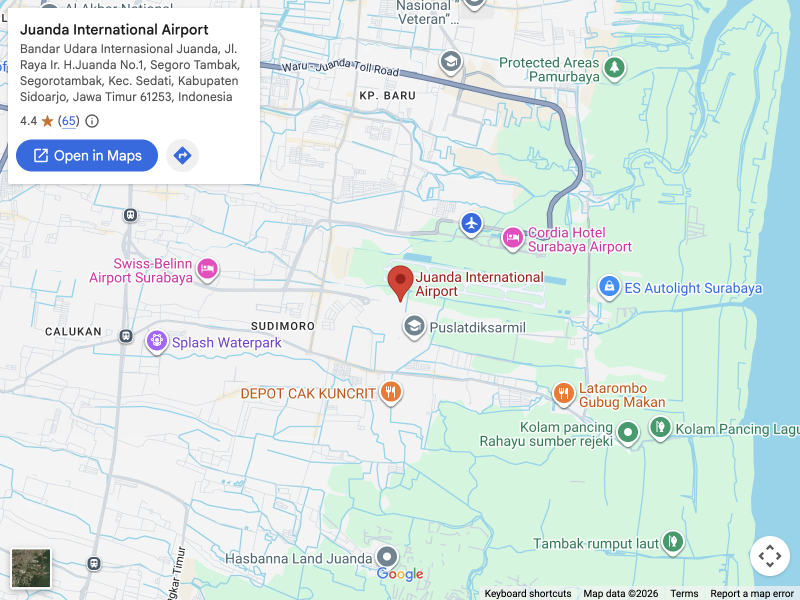 Juanda International Airport · 泗水机场区域图（非酒店定位）